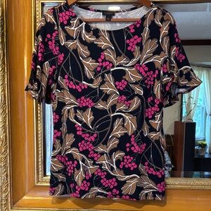 Ann Taylor Factory Navy & Pink Floral Top - Size M